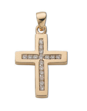9ct Yellow Gold 0.32ct Diamond Cross - 9ct Gold