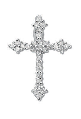 9ct Whte Gold 0.25ct Diamond Cross - 9ct Gold