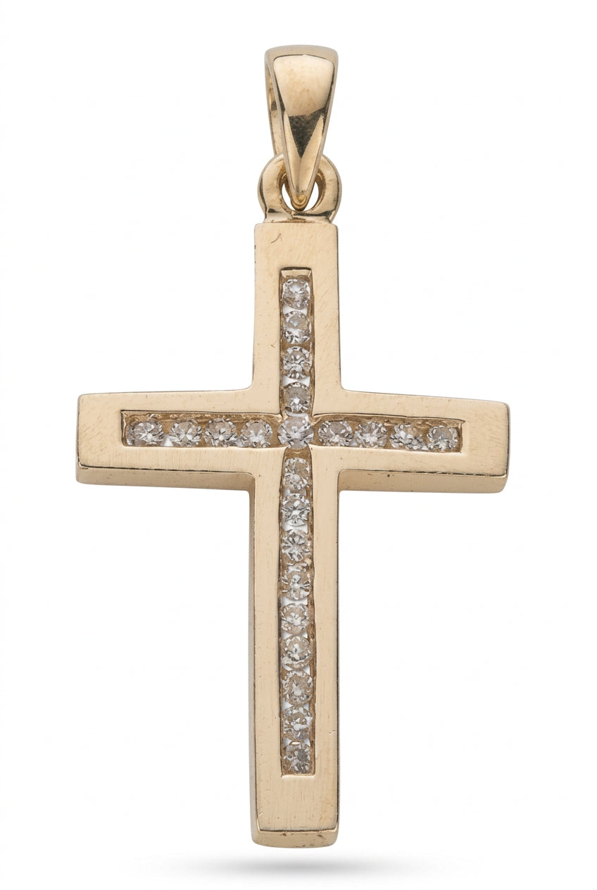 9ct Yellow Gold 0.35ct Diamond Cross