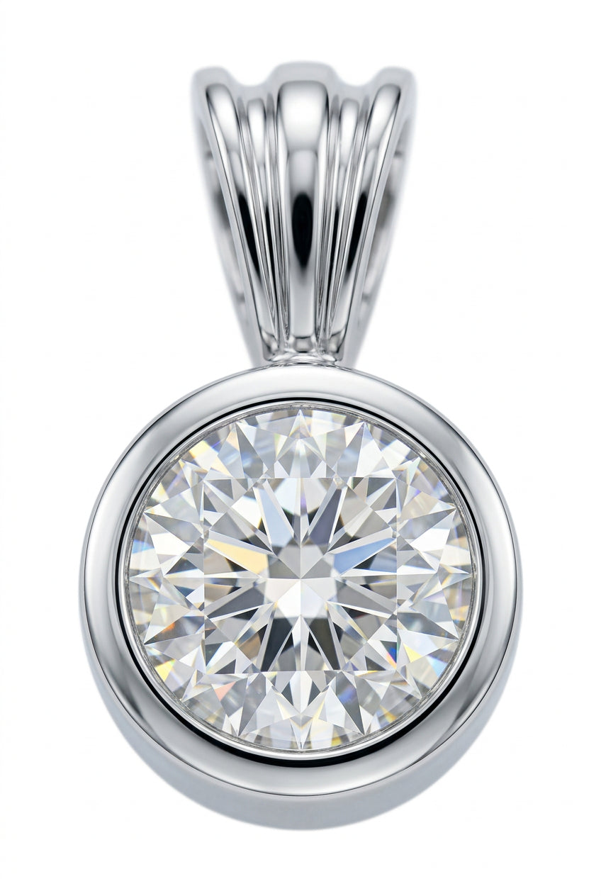 18ct White Gold 0.25ct Rubover Set Diamond Solitaire Pendant