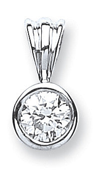 18ct White Gold 0.25ct Rubover Set Diamond Solitaire Pendant - 18ct Gold