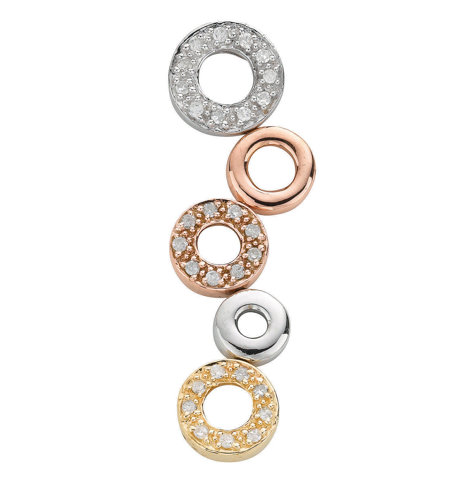 9ct Three Colour Gold 0.18ct Diamond Drop Pendant - 9ct Gold