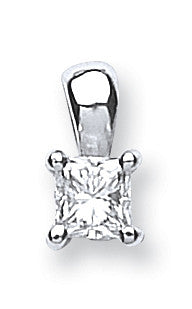 18ct White Gold 0.25ct H/VS Princess Cut Diamond Pendant - 18ct Gold
