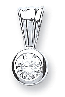 18ct White Gold 0.15ct Rubover Set Diamond Solitaire Pendant - 18ct Gold
