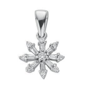 9ct White Gold 0.25ct Diamond Cluster Pendant