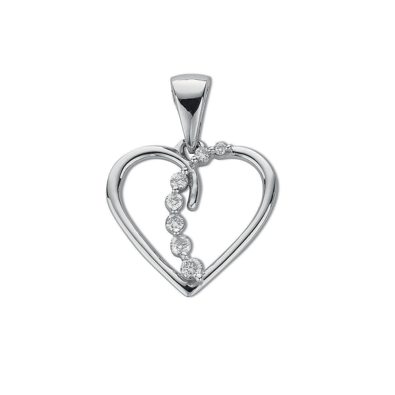 9ct White Gold 0.10ct Diamond Heart Pendant