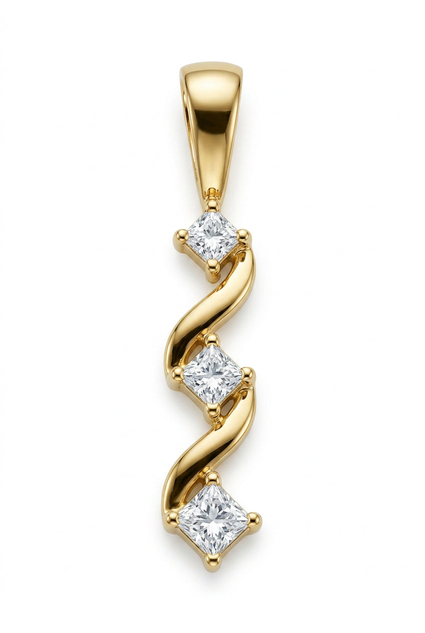 9ct Yellow Gold 0.15ct Diamond Trilogy Pendant