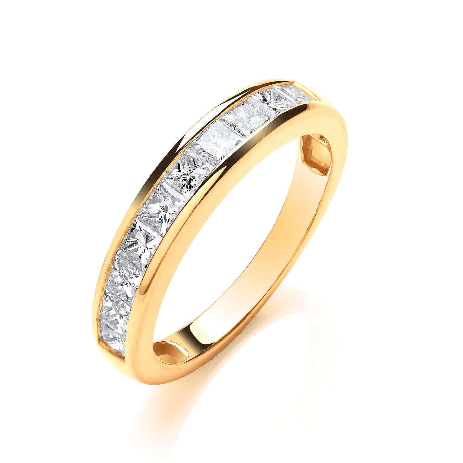 18ct Yellow Gold 1.00ctw Princess Cut Diamond Eternity Ring - 18ct Gold