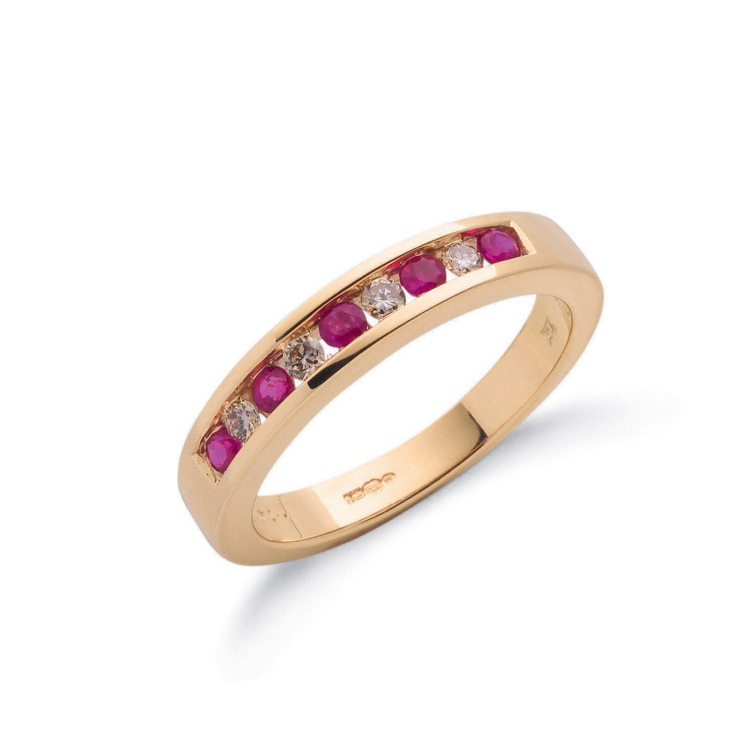 9ct Yellow Gold 0.14ct Diamond & 0.31ct Ruby Eternity Ring - 9ct Gold