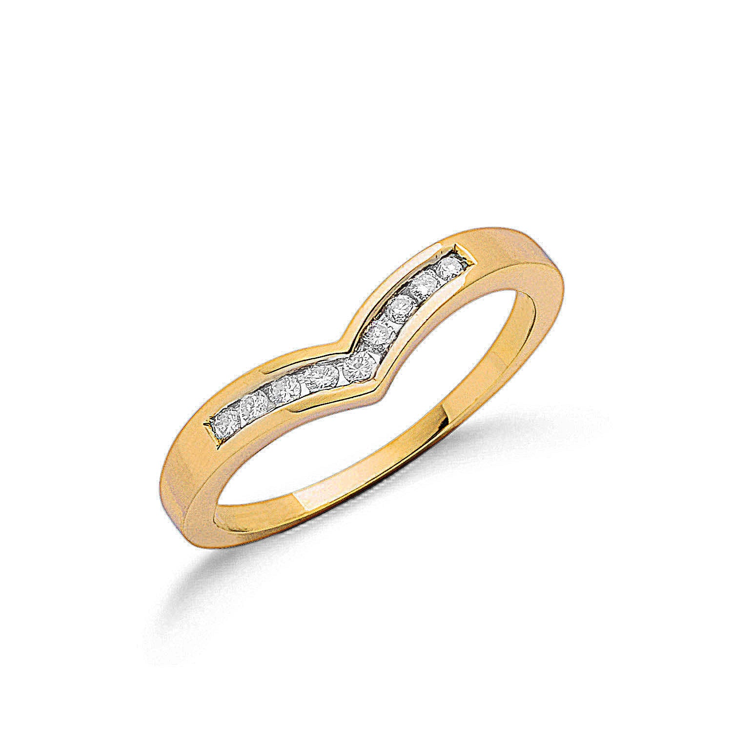 9ct Yellow Gold 0.15ct Diamond Wishbone Ring - 9ct Gold