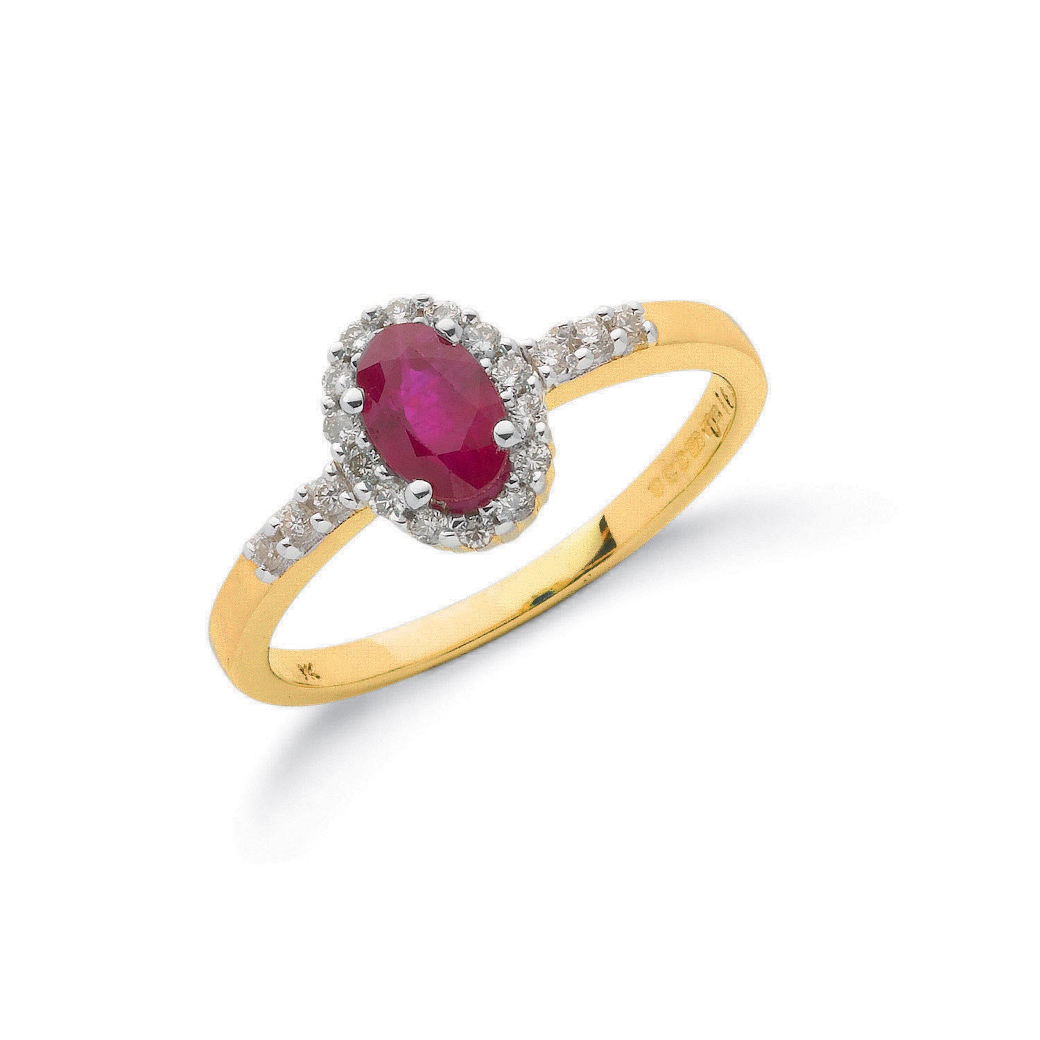 9ct Yellow Gold 0.16ct Diamond & 0.55ct Ruby Cluster Ring - 9ct Gold
