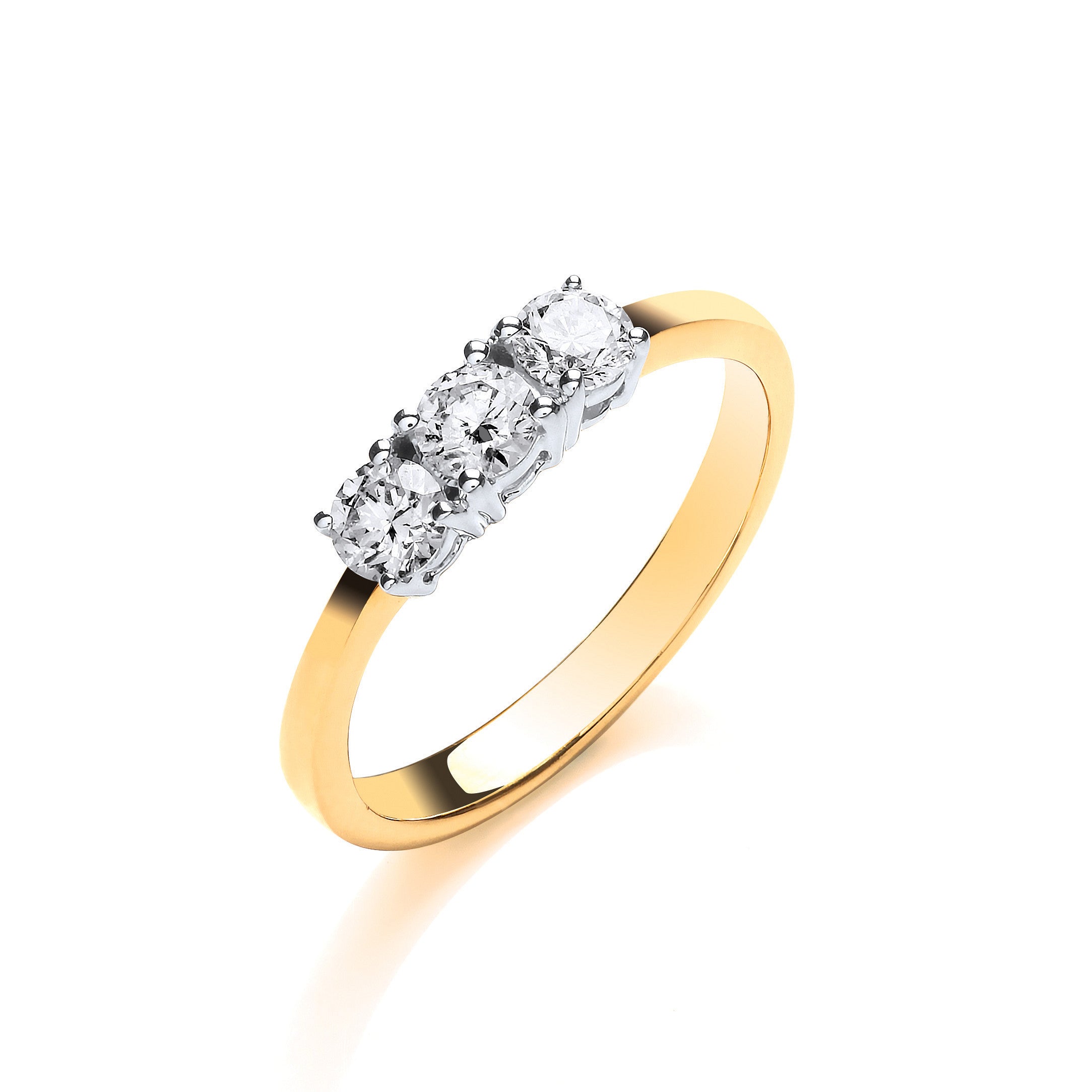18ct Yellow Gold 0.50ctw Diamond Trilogy Ring - 18ct Gold