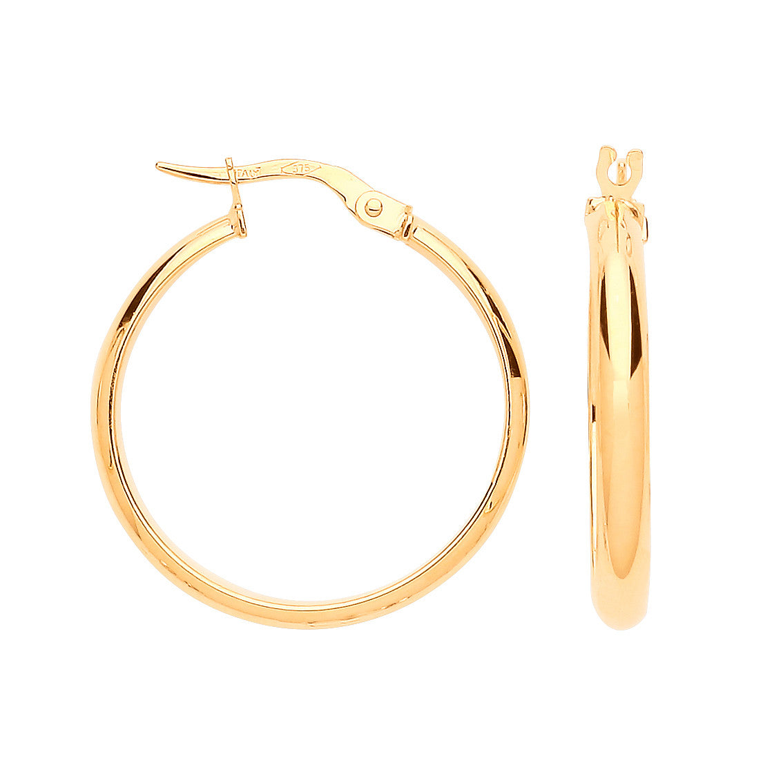 Yellow Gold 24mm Hoop Earrings - 9ct Gold