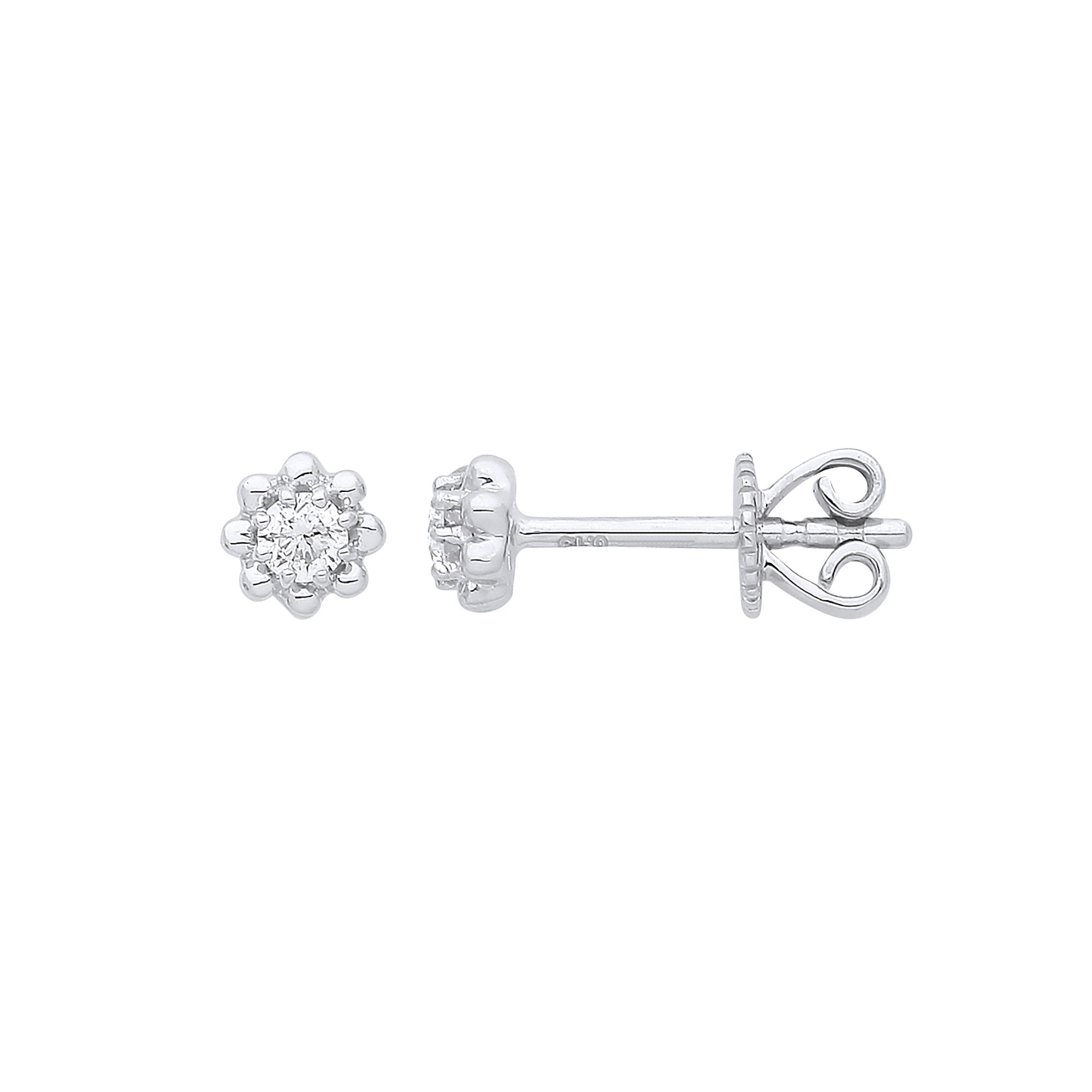 9ct White Gold 0.13ct Diamond Stud Earring - 9ct Gold