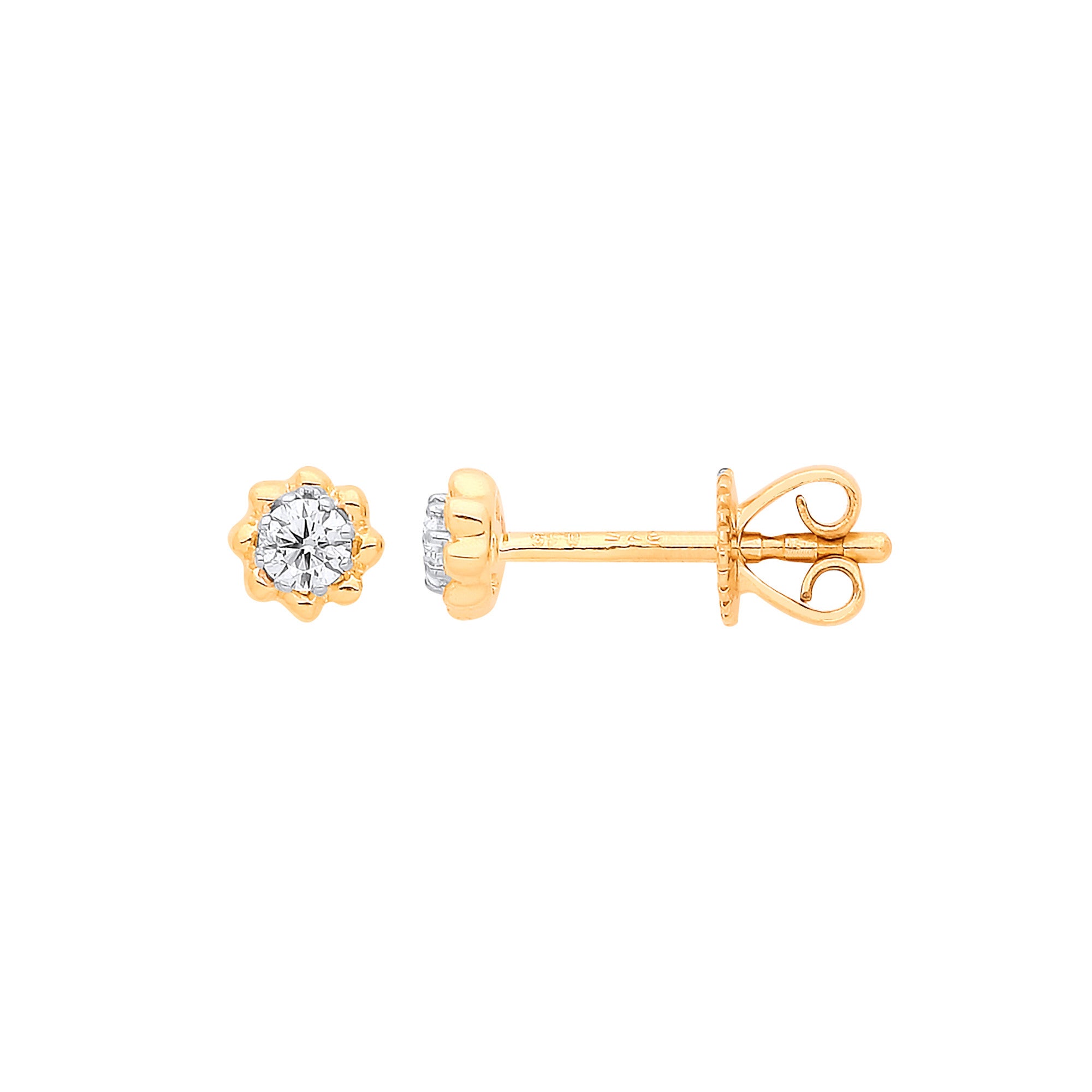 9ct Yellow Gold 0.13ct Diamond Stud Earring - 9ct Gold