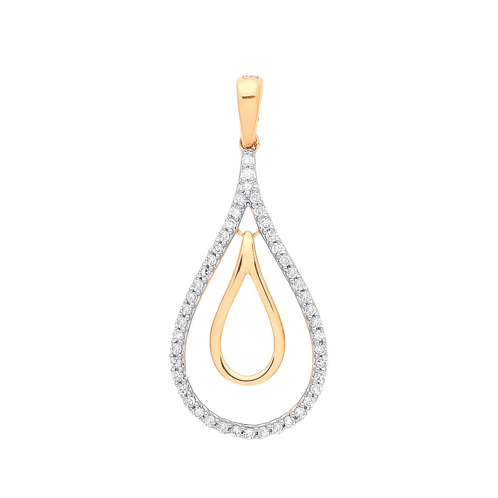 9ct Yellow Gold 0.13ct Drop Pendant