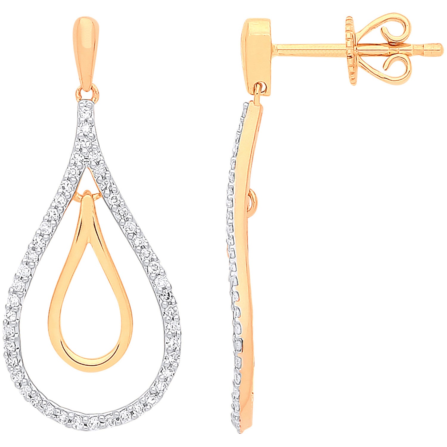 9ct Yellow Gold 0.25ct Diamond Drop Earrings - 9ct Gold