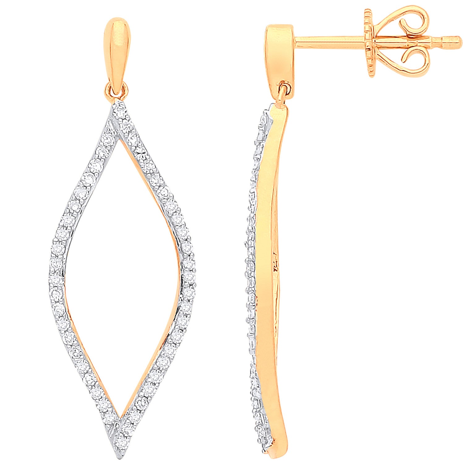 9ct Yellow Gold 0.29ct Diamond Drop Earrings - 9ct Gold