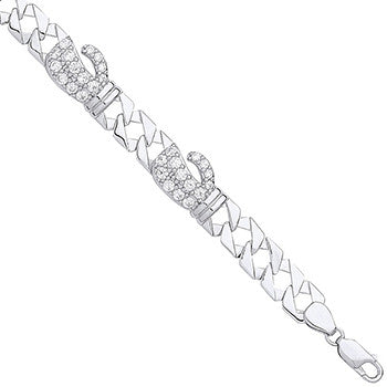Silver Cubic Zirconia Boxing Gloves Baby Bracelet - Silver