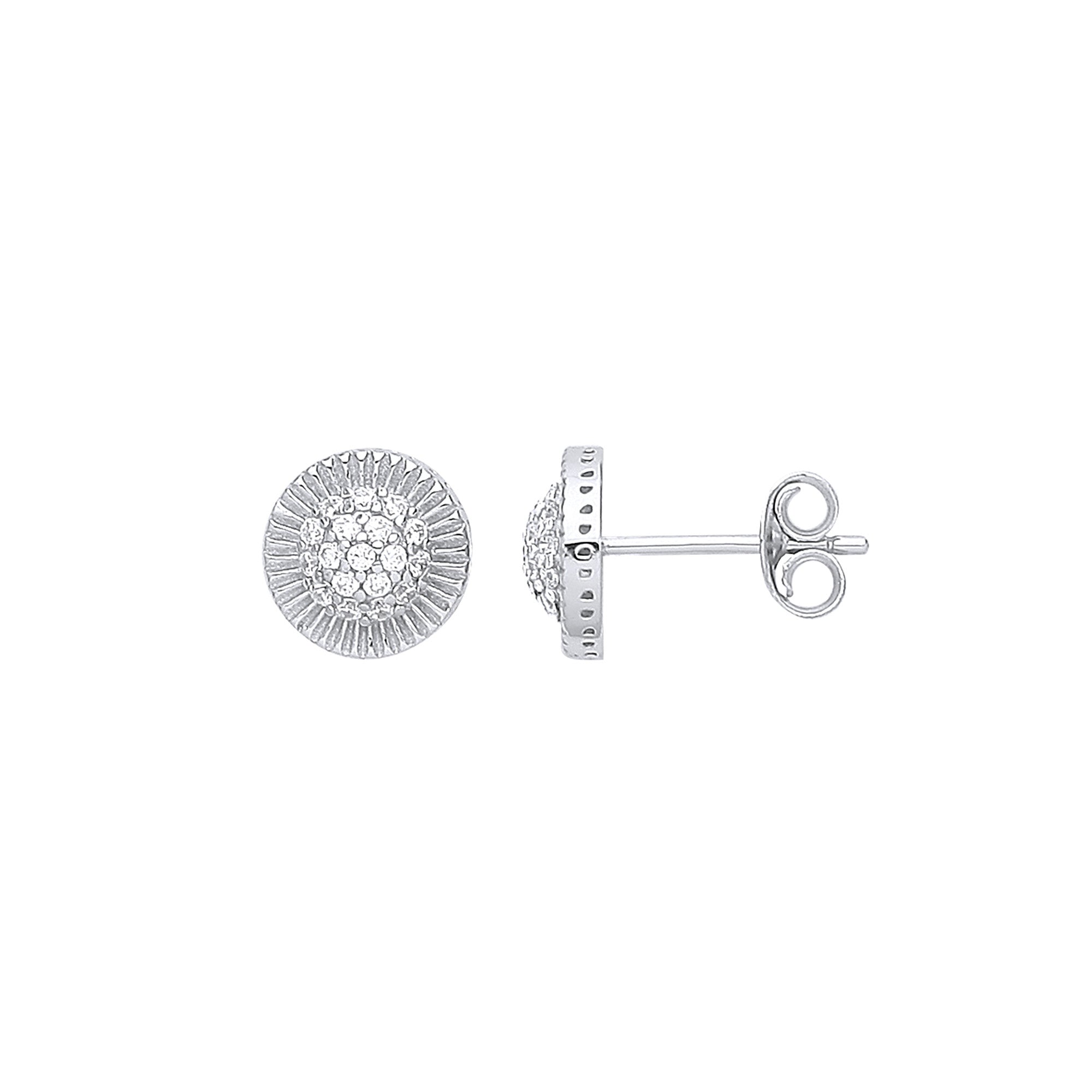 Silver Round 8.0mm Stud Cubic Zirconia Earrings - Silver