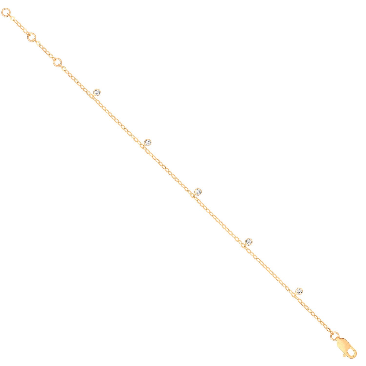 9ct Yellow Gold Rub-Over 0.10ctw Diamond Bracelet