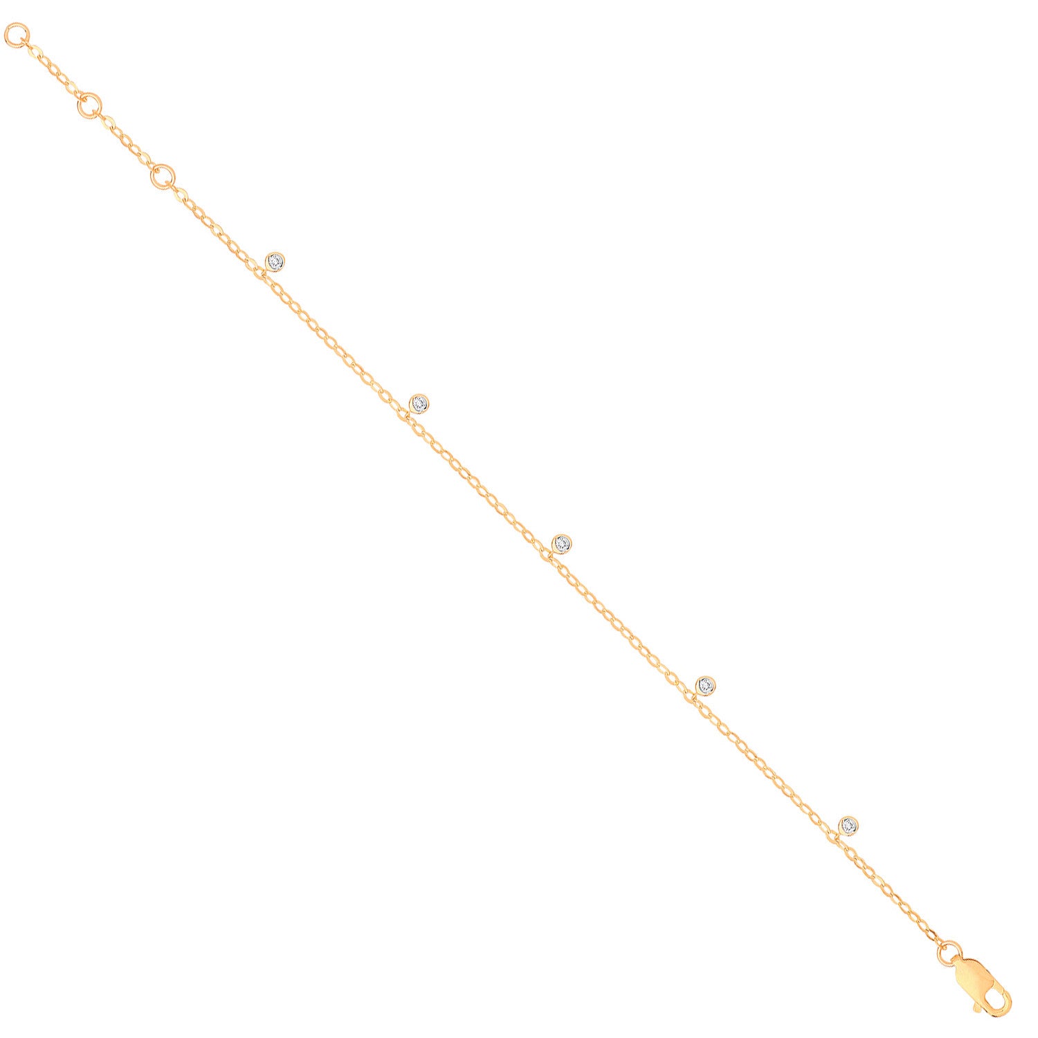 9ct Yellow Gold Rub-Over 0.10ctw Diamond Bracelet - 9ct Gold