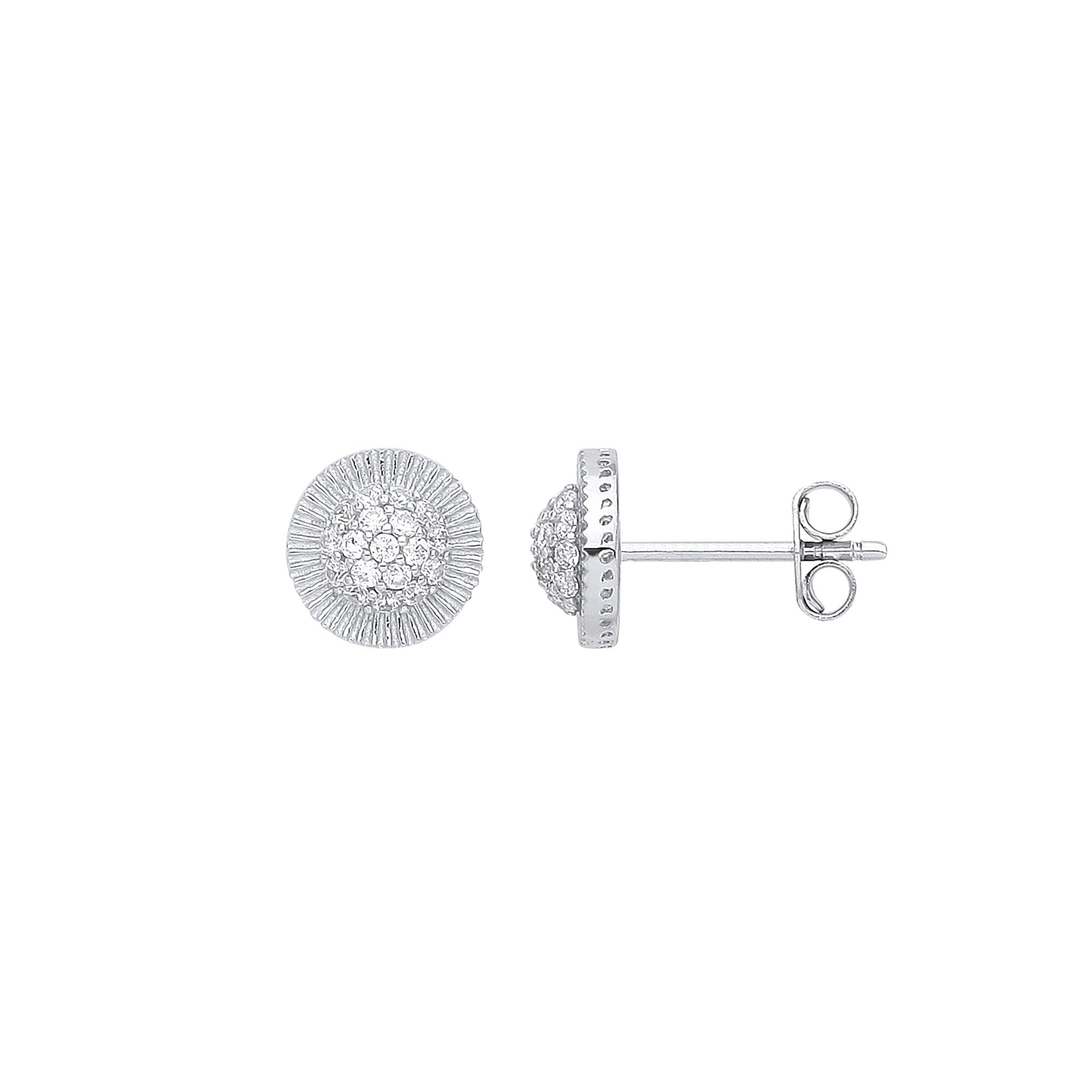 White Gold Cubic Zirconia Round 8mm Stud Earrings - 9ct Gold