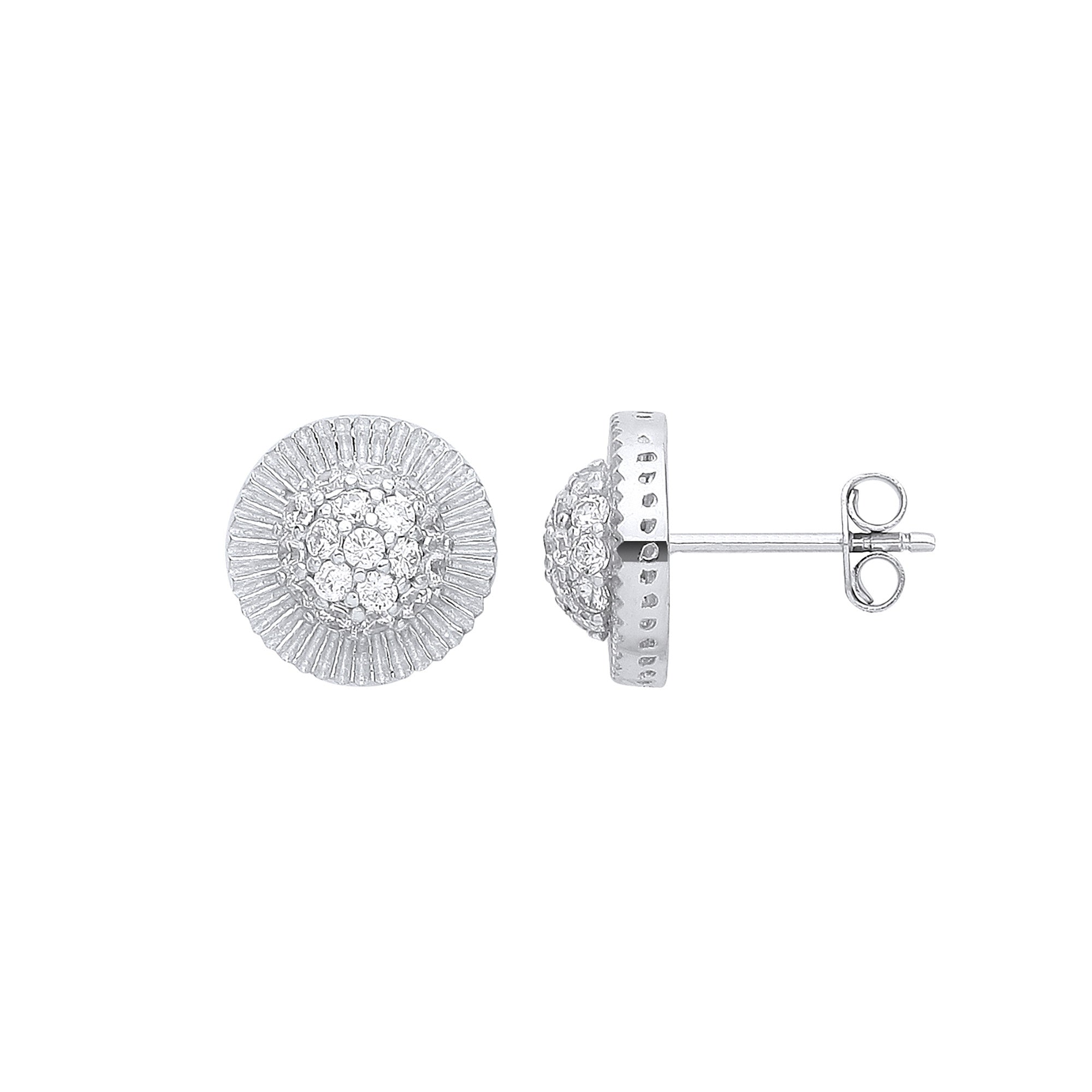 White Gold Cubic Zirconia Round 11mm Stud Earrings - 9ct Gold