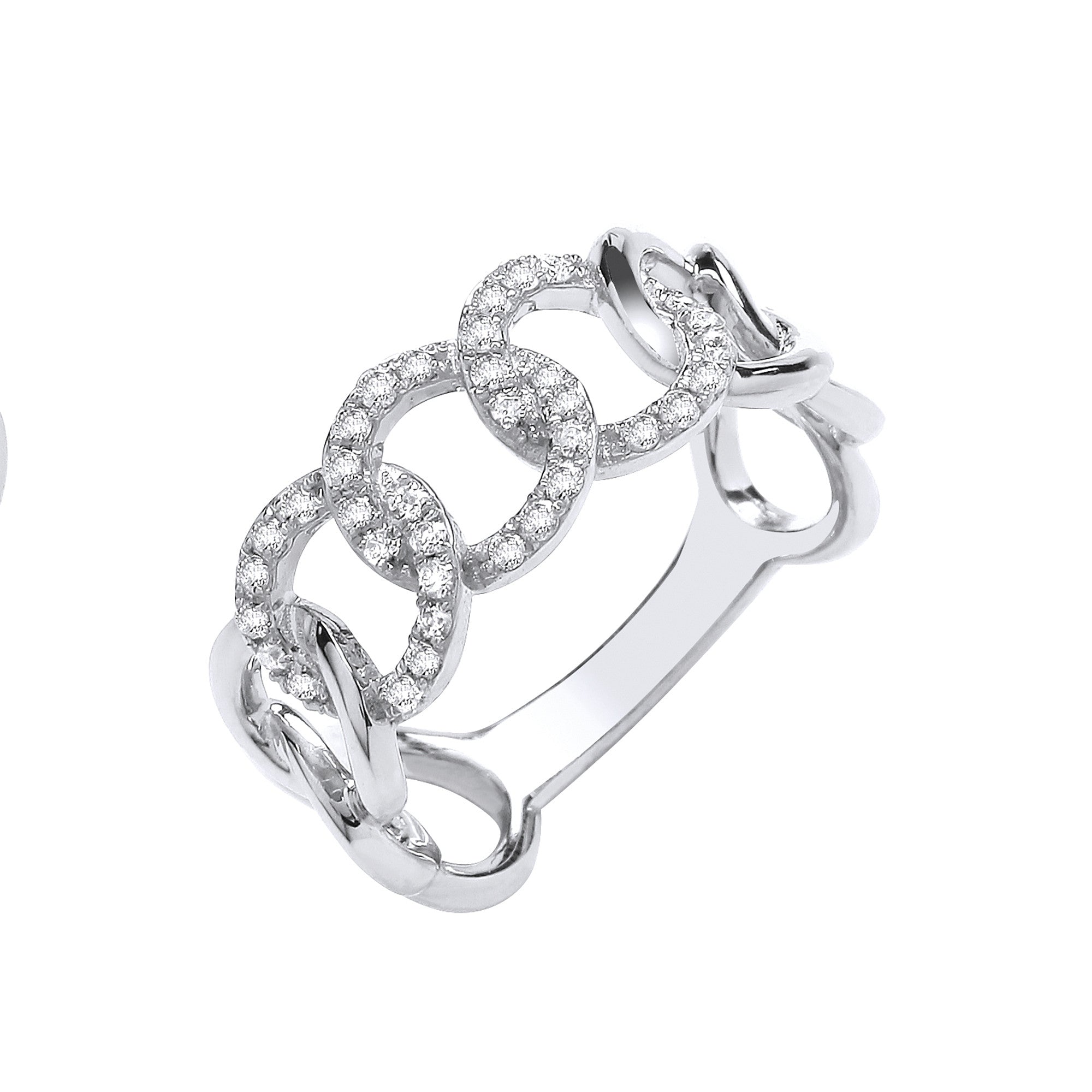 9ct White gold 0.23ct Curb ring - 9ct Gold