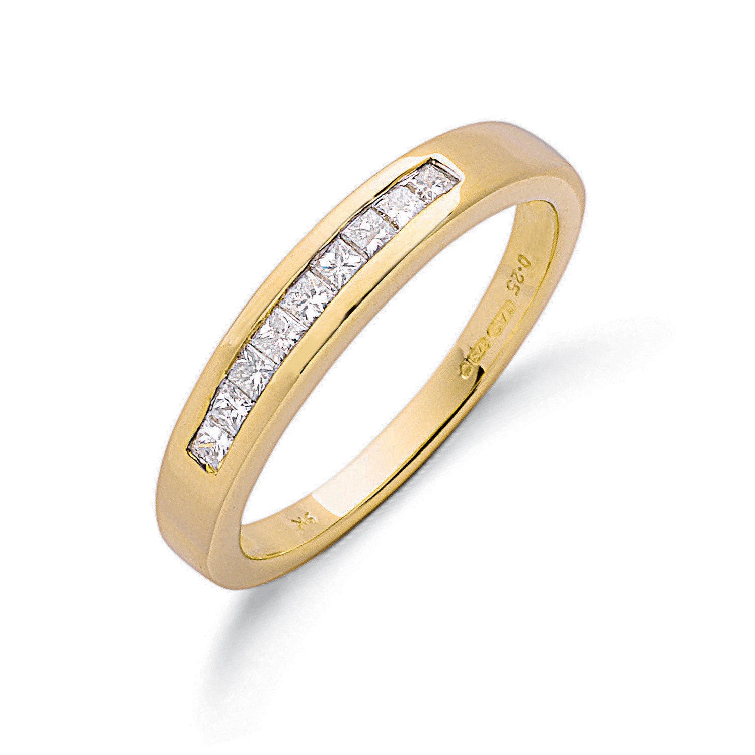 9ct Yellow Gold 0.25ct Princess Cut Diamond Eternity Ring - 9ct Gold