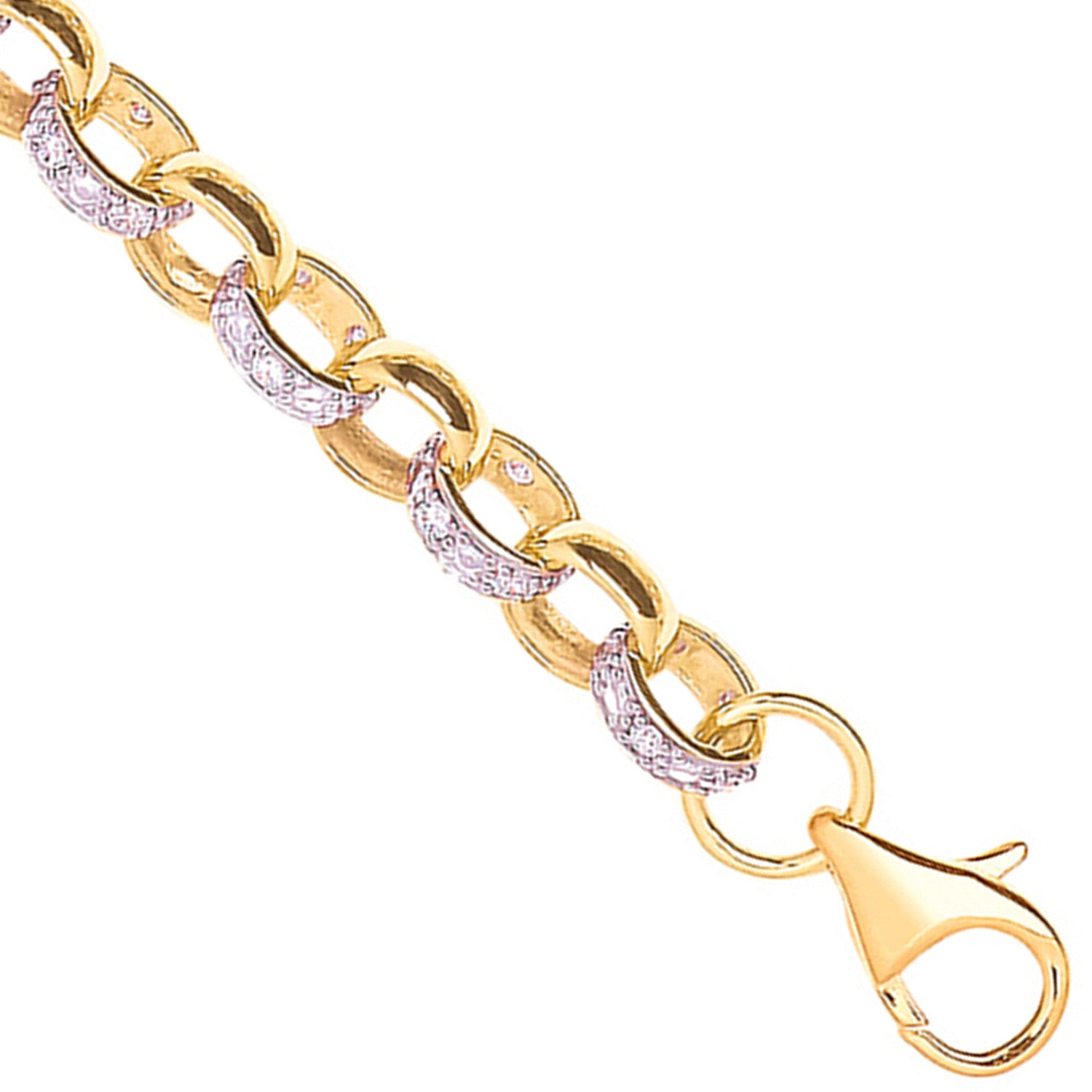 Yellow Gold 8.0mm Plain & Cubic Zirconia Belcher 8.3mm Chain - 9ct Gold