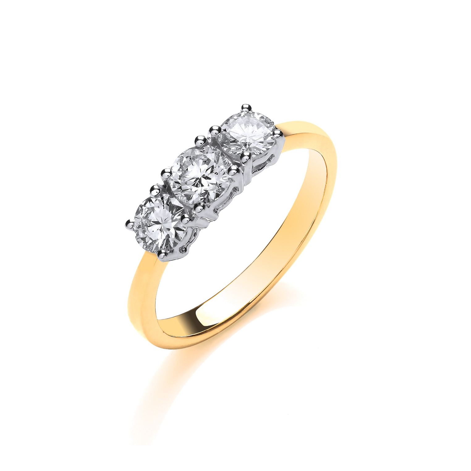 18ct Yellow Gold 1.00ctw Diamond Trilogy Ring - 18ct Gold