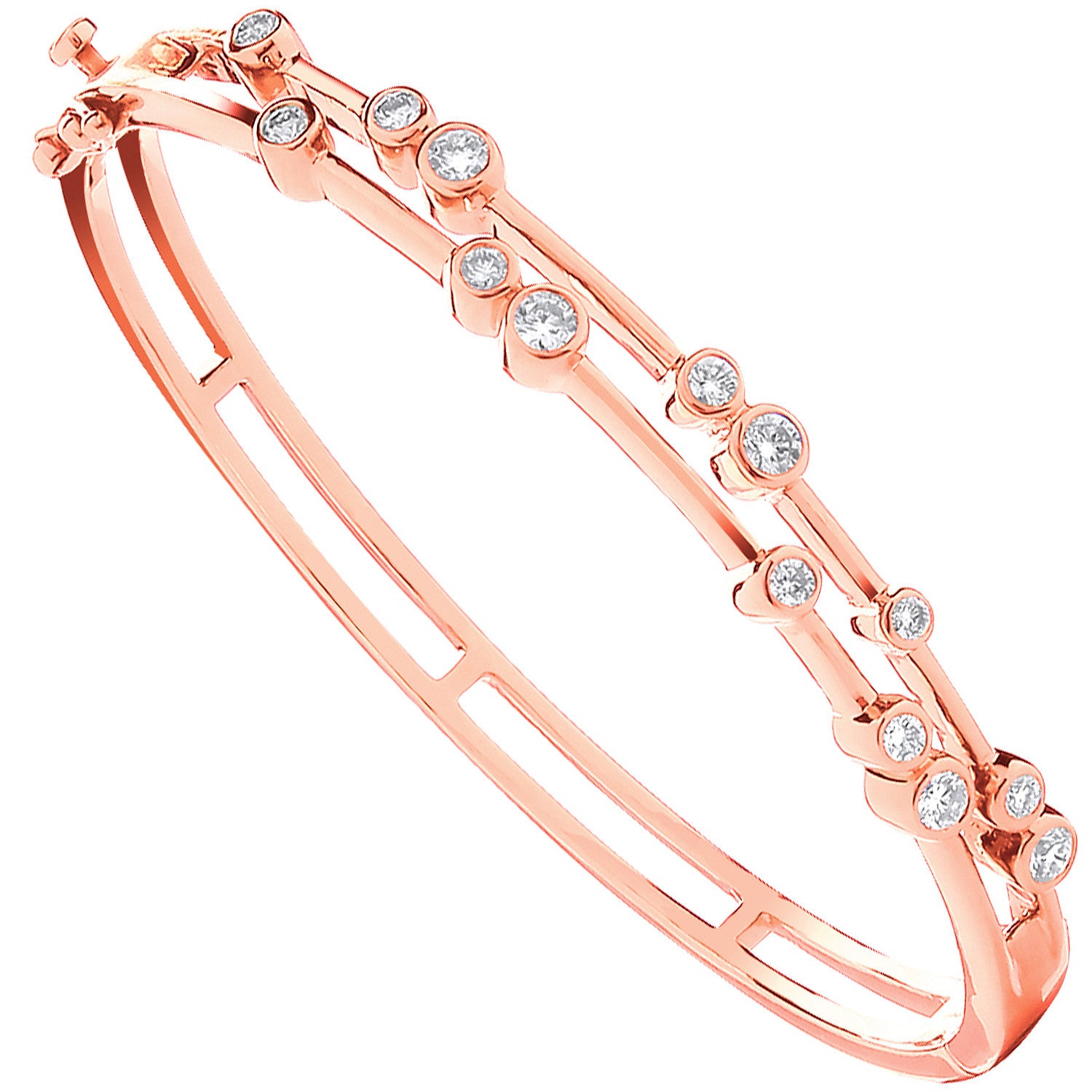 18ct Rose Gold 1.00ctw Dress Diamond Bangle - 18ct Gold