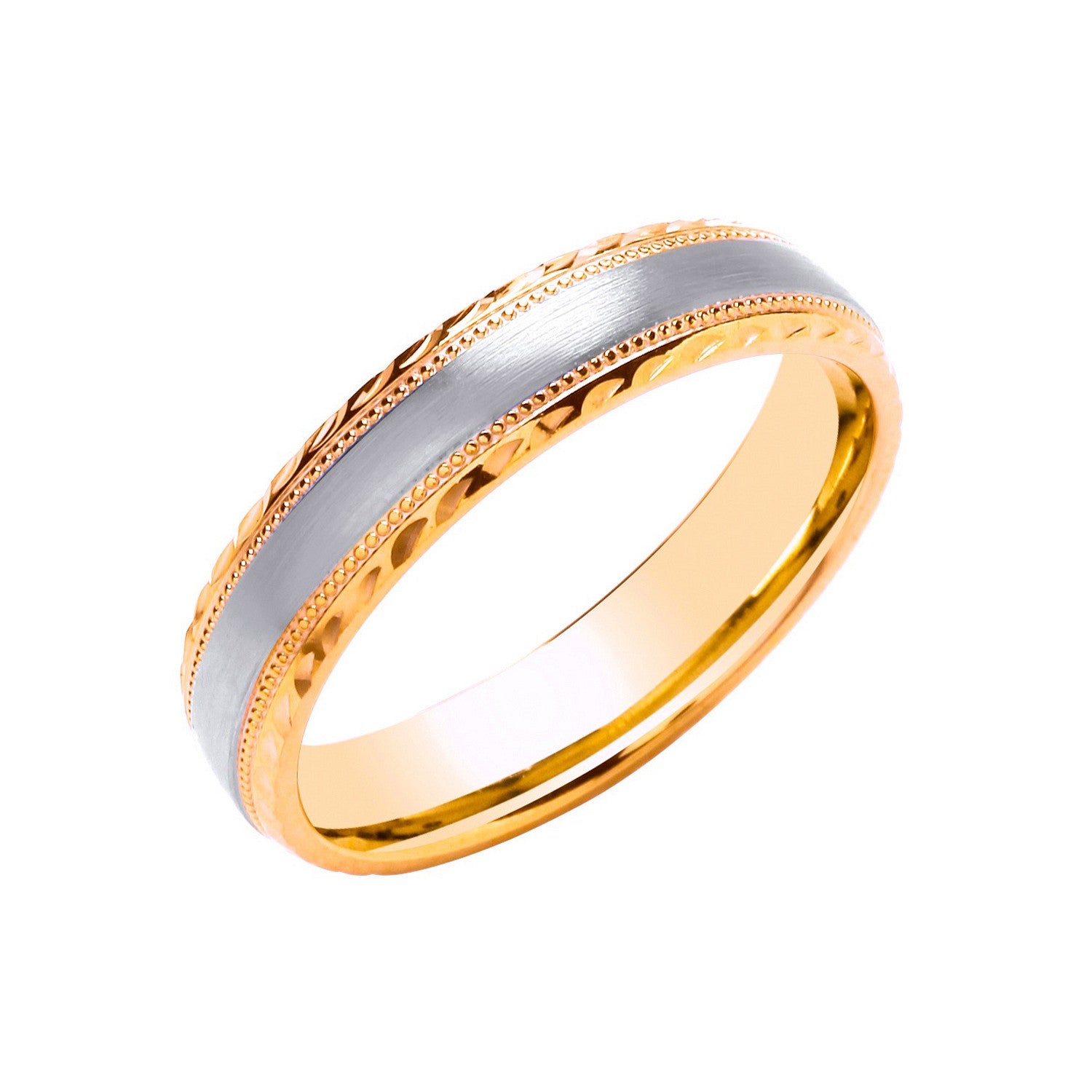 5mm D-Shape Millgrain & D/C Edge - 18ct Gold