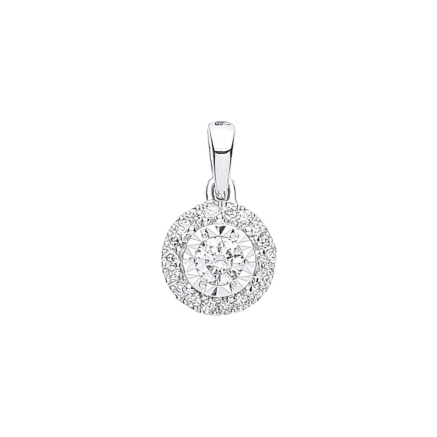 18ct White Gold Halo 0.20ctw Diamond Pendant - 18ct Gold