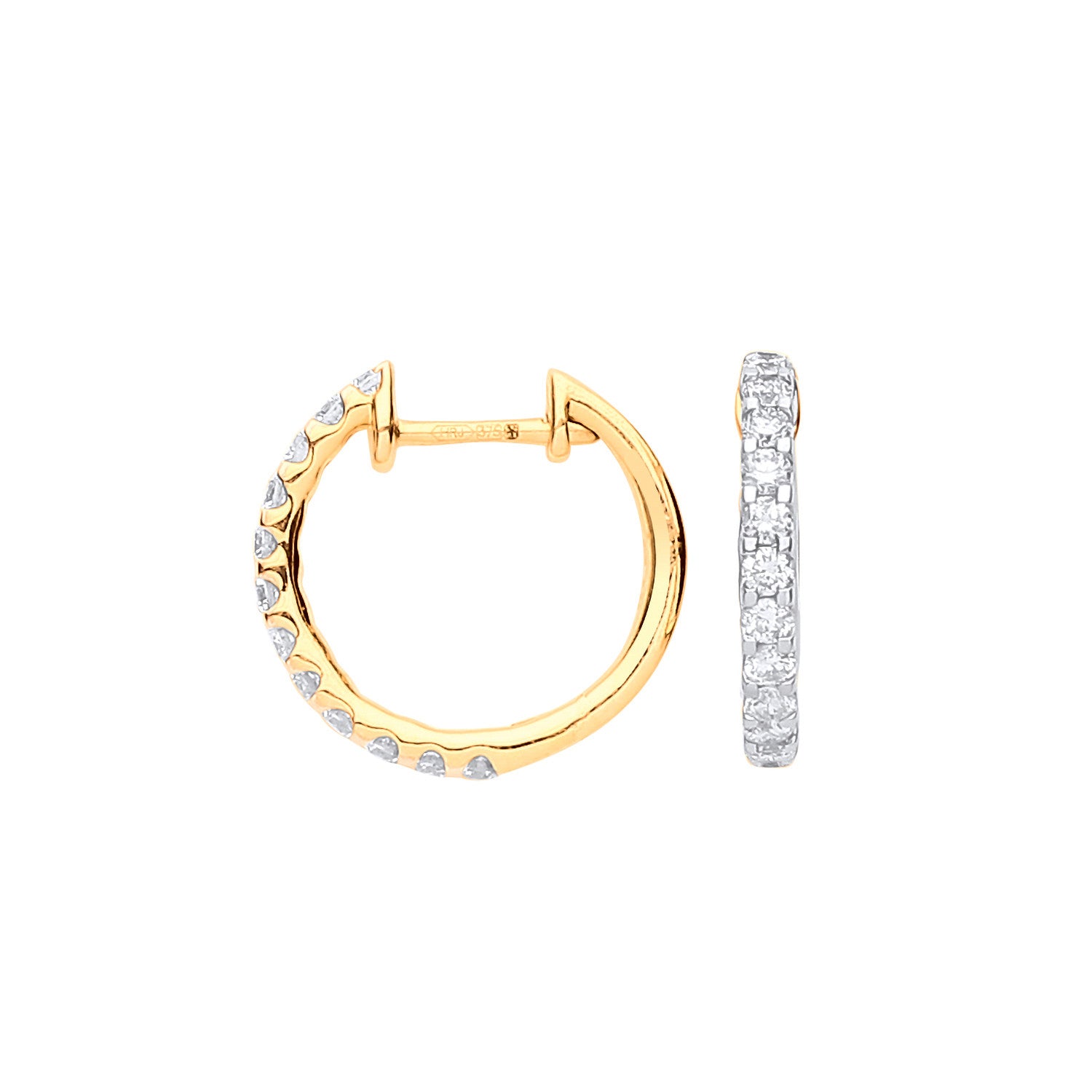 Boucles d'oreilles en or jaune 9 carats et diamants de 0,52 carat - Or 9 carats