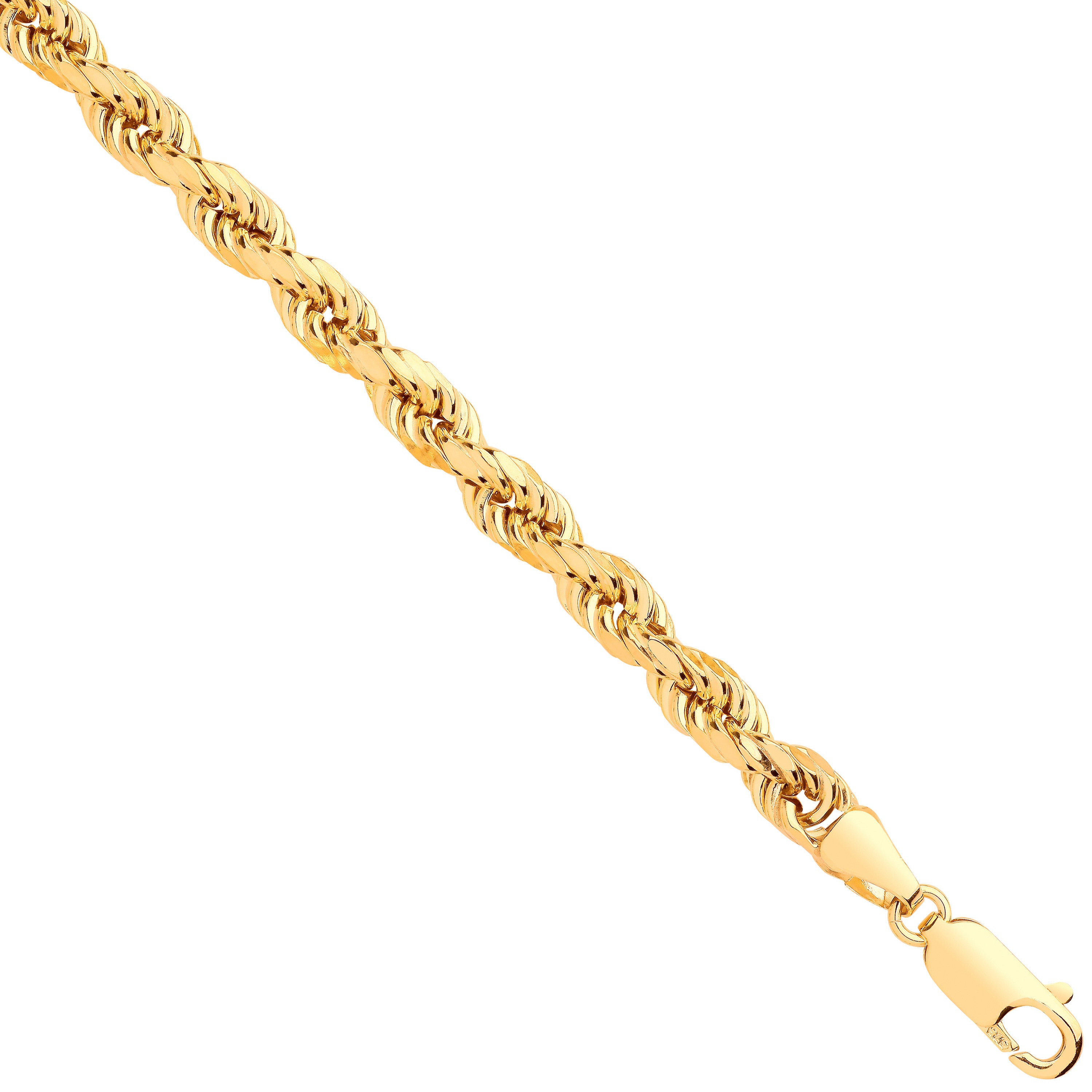 Yellow Gold 4.5mm Semi Solid D/C Rope Chain - 9ct Gold