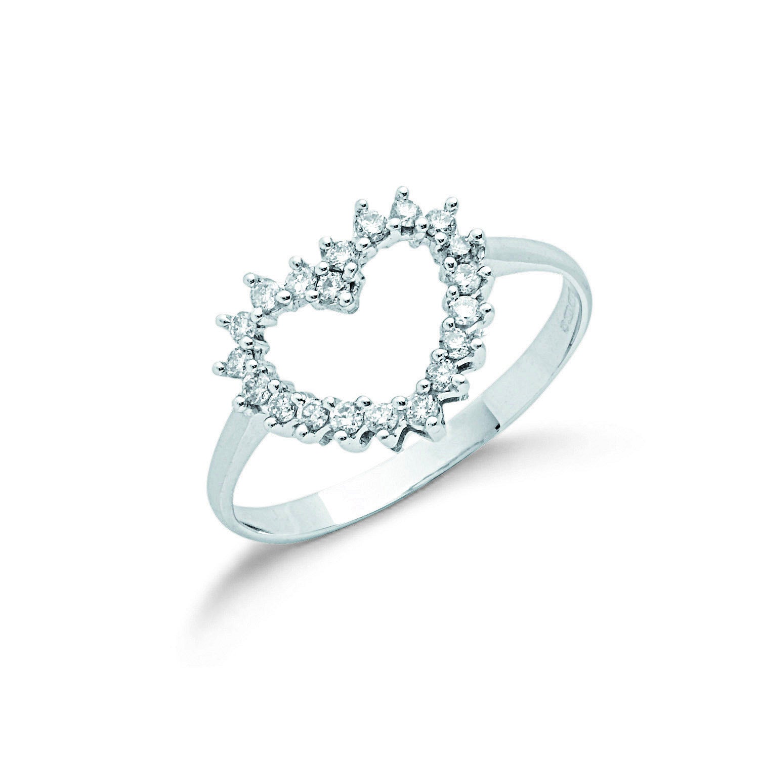 9ct White Gold 0.25ct Diamond Heart Ring - 9ct Gold