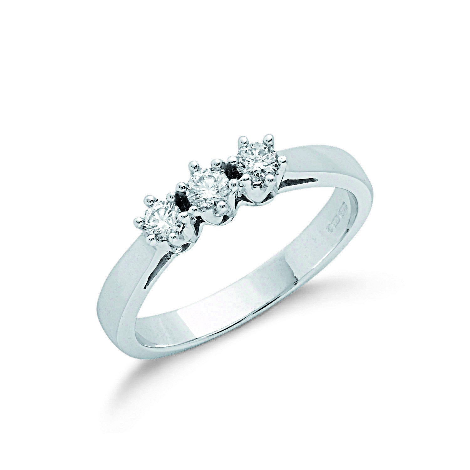 9ct White Gold 0.30ct Diamond Trilogy Ring - 9ct Gold