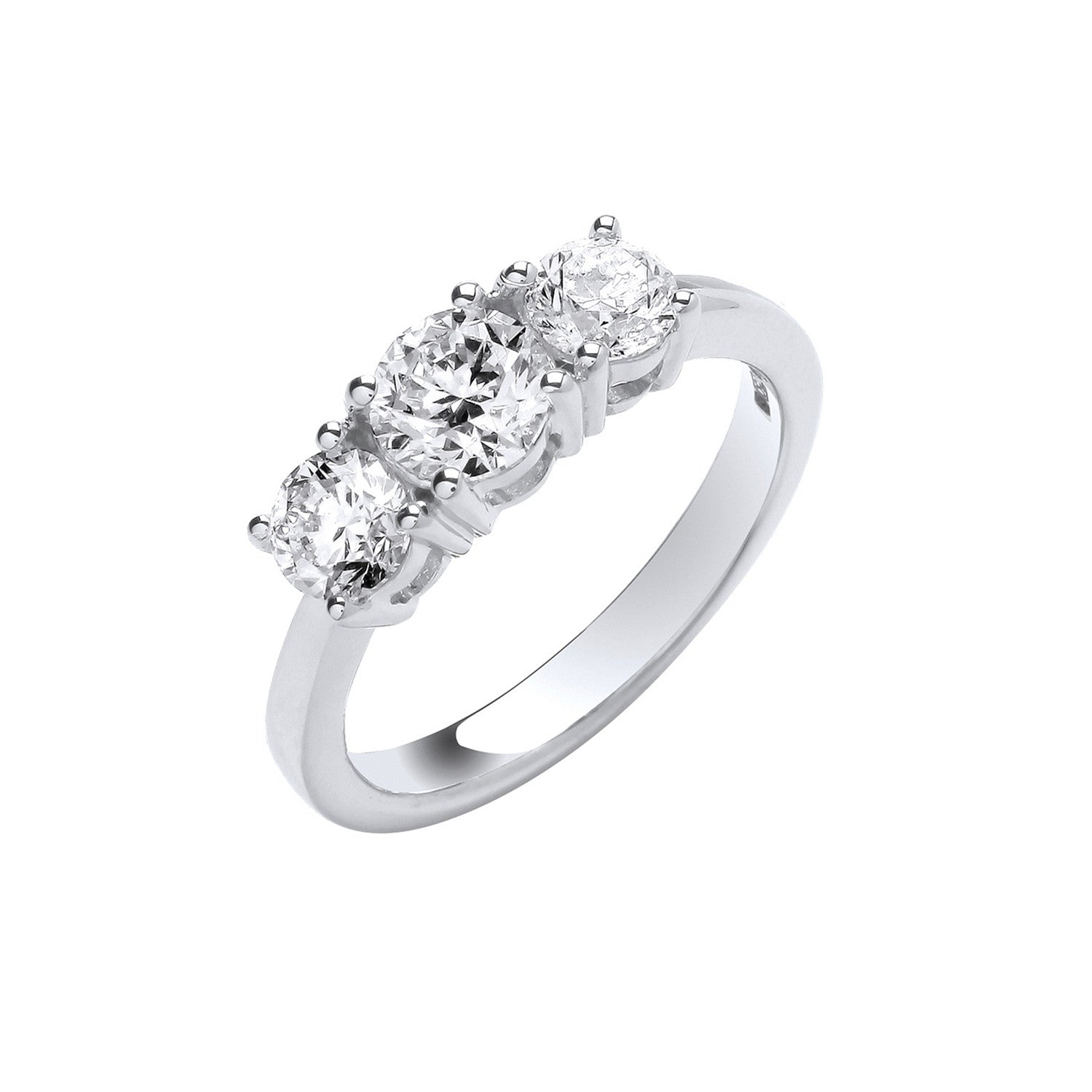 18ct White Gold 1.50ct Diamond Trilogy Ring - 18ct Gold