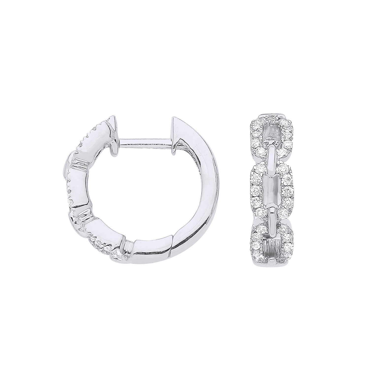 9ct White Gold 0.25ct Curb Huggies - 9ct Gold
