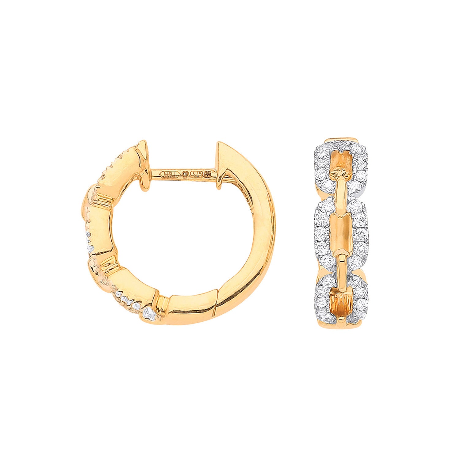 9ct Yellow Gold 0.25ct Curb Huggies - 9ct Gold