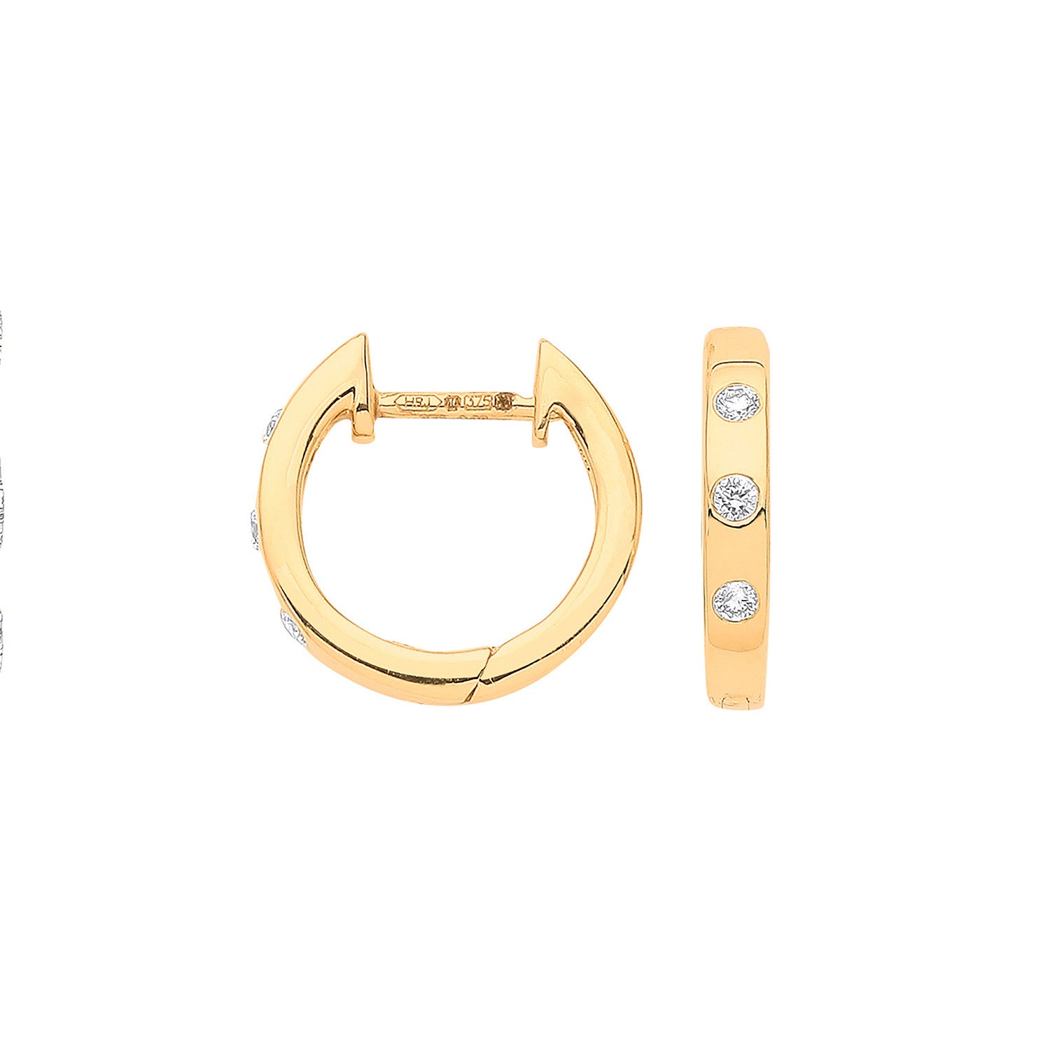 9ct Yellow Gold 0.08ct Rubover Huggies - 9ct Gold