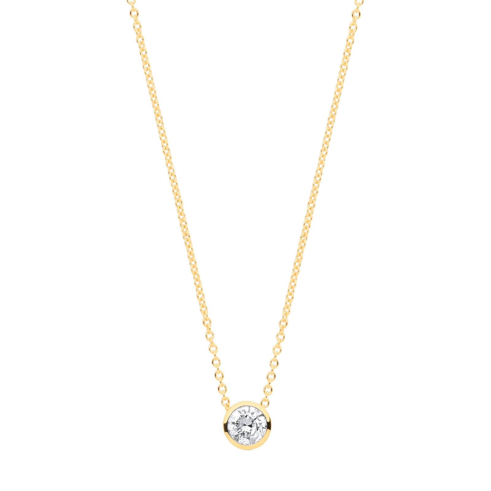 18ct Yellow gold 0.25ctw G-SI Rubover Diamond Pendant (18in/45cm) Chain