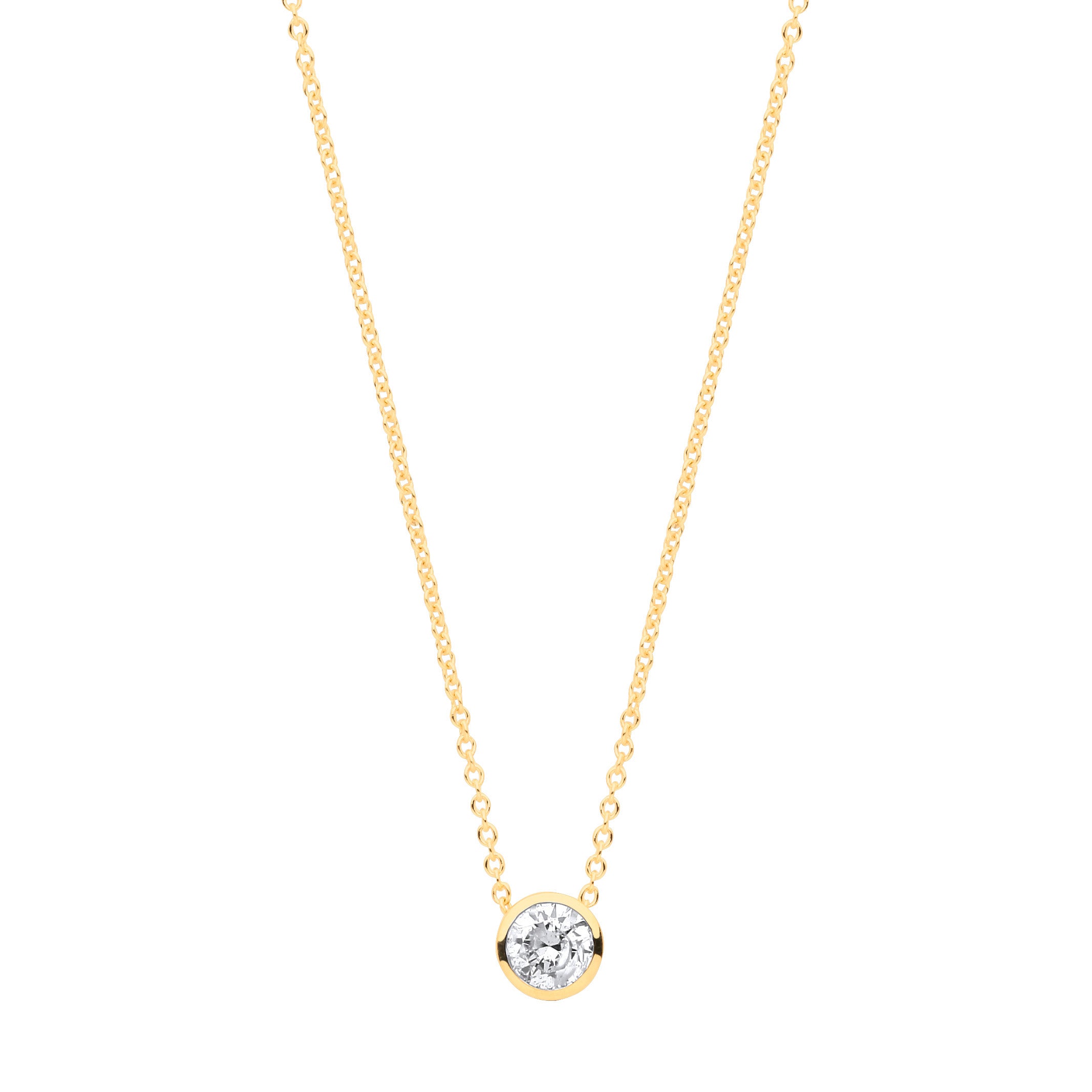 18ct Yellow gold 0.25ctw G-SI Rubover Diamond Pendant (18in/45cm) Chain - 18ct Gold