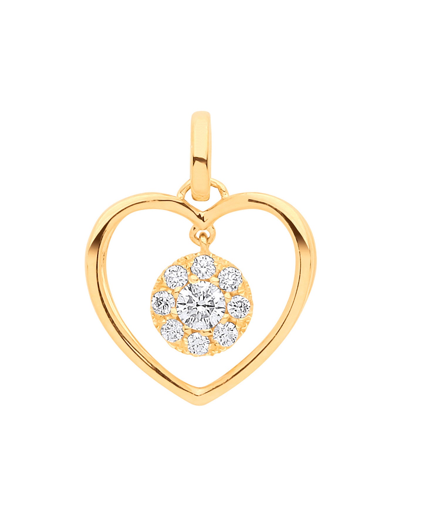 9ct Yellow gold 0.30ct Heard shape drop pendant - 9ct Gold
