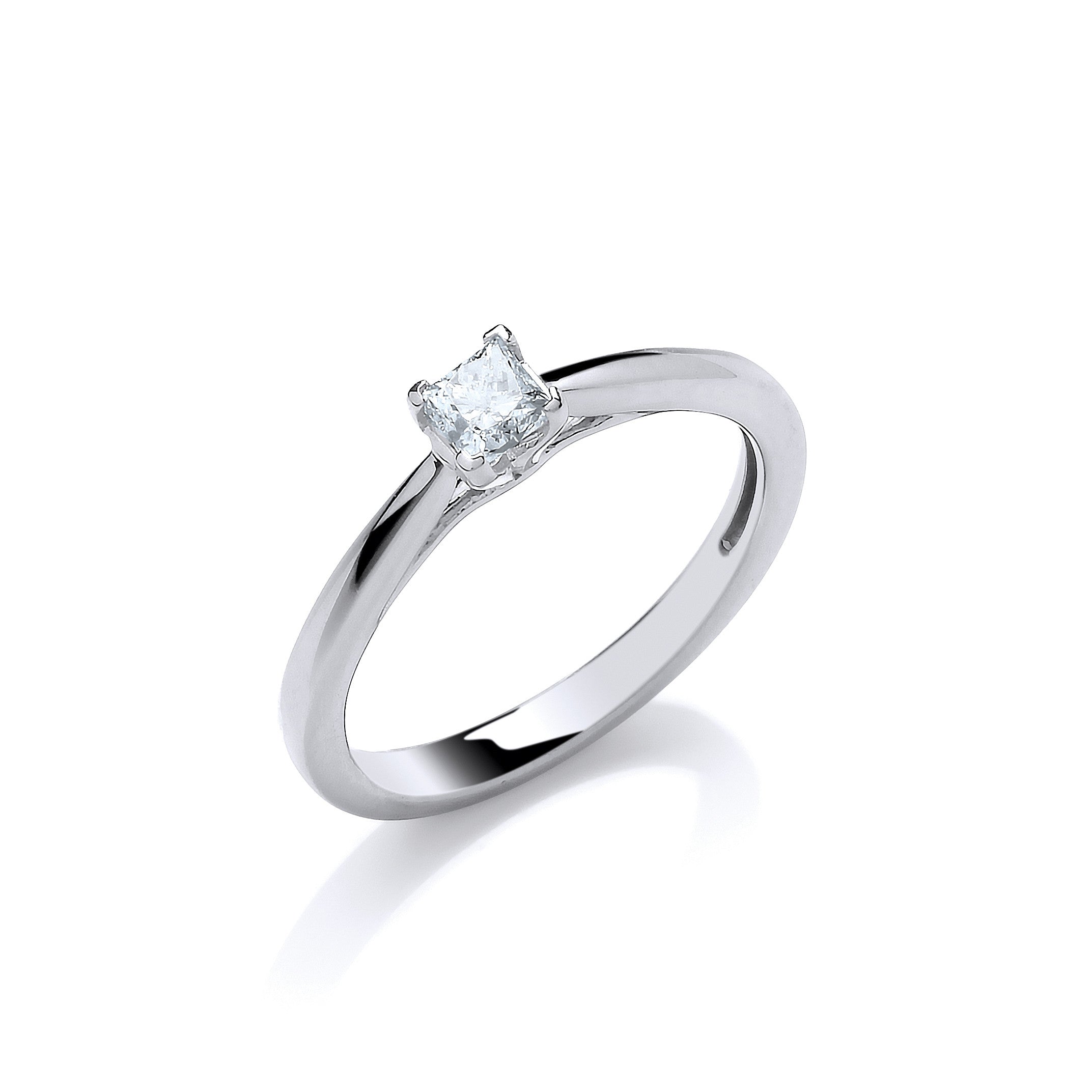 18ct White Gold 0.25ct Princess Cut Diamond Engagement Ring - 18ct Gold