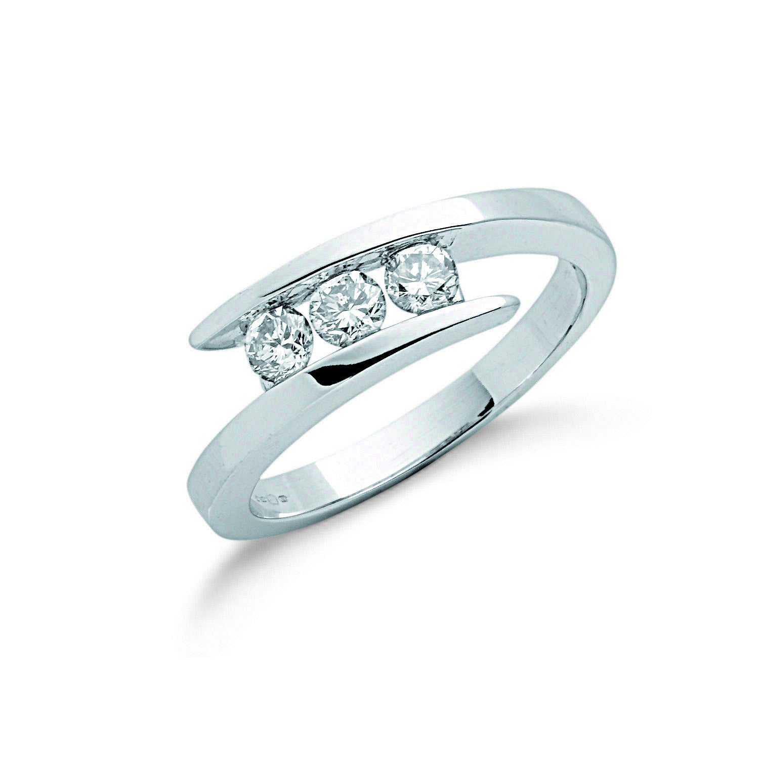 9ct White Gold 0.50ct Diamond Trilogy Ring - 9ct Gold