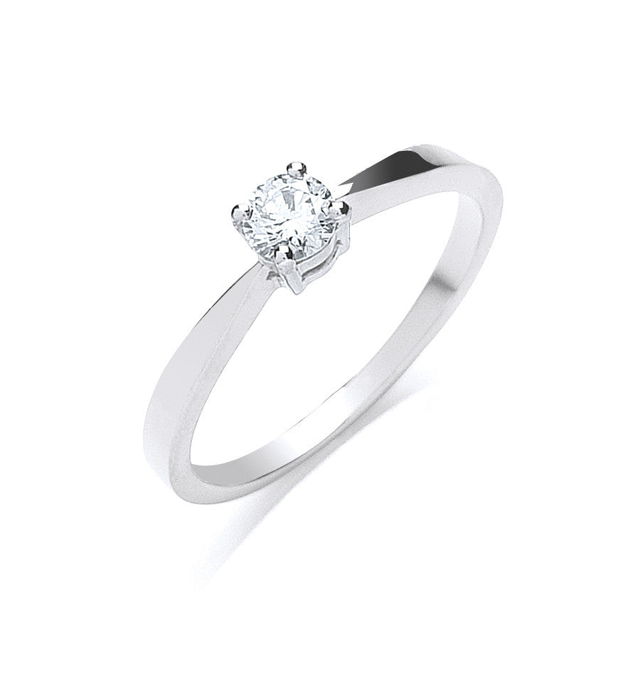 18ct White Gold 0.25ct Diamond Engagement Ring - 18ct Gold