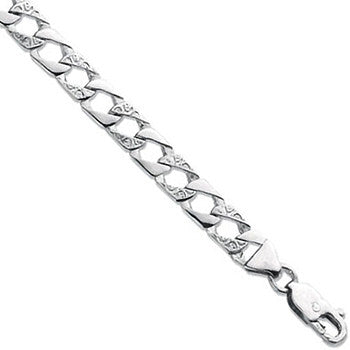 Silver Plain & Bark Casted Curb Baby 6" Bracelet - Silver